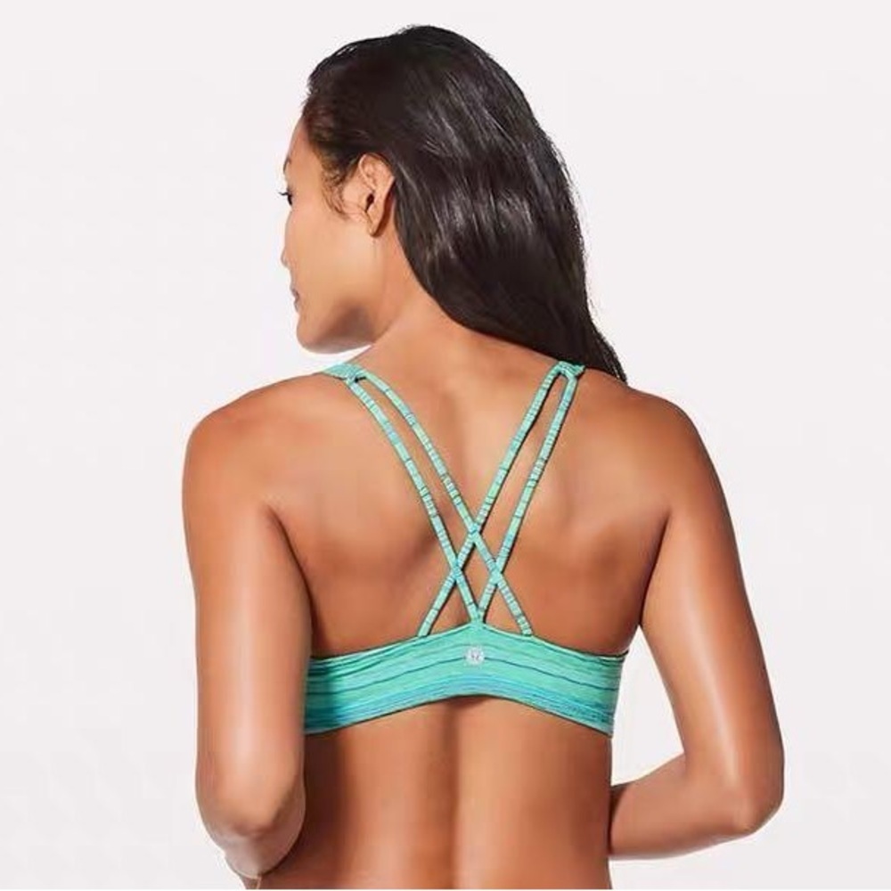 Lululemon Free To Be Bra Dragonfly Space Dye Size 10 Turquoise Blue Strappy - Picture 2 of 7